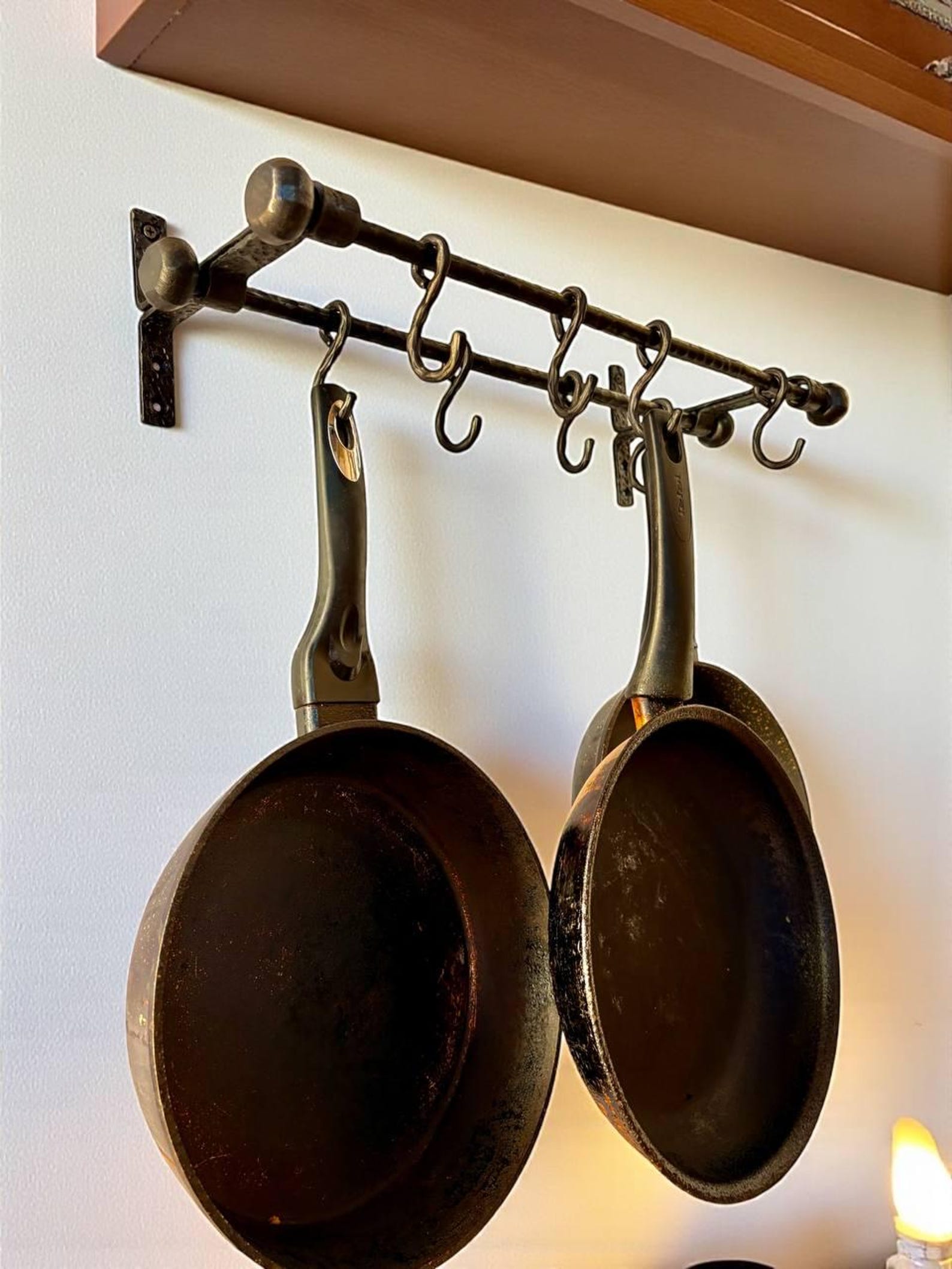 Rustic Wrought Iron Kitchen DOUBLE Rail, Farmhouse Style Wall Mounted ...