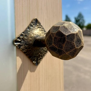 Hand-forged door handle: rustic gothic style hardware, massive forged door handle, heavy-duty handle for front doors, original design