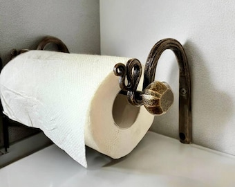 Hand-Forged Wrought Iron Paper Towel Holder: Rustic Kitchen Decor