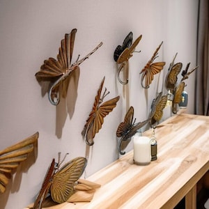 Wrought iron butterfly wall hooks: nursery decor, safe steel, butterfly party, birthday wall decoration