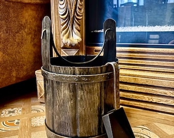 ヴィンテージの亜鉛メッキ鋼製アイスバケツ：素朴な農家風装飾、木製