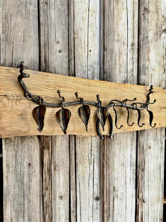 Hand Forged Wrought Iron Coat Rack: Rustic Blacksmith Design (70