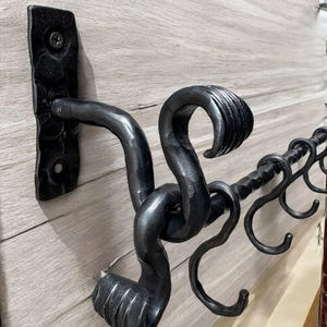VINTAGE kitchen utensil rack, hook rail, antique country cottage, farmhouse, utensil hanger, sliding hook, rustic kitchen organizer