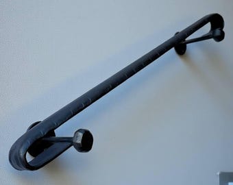 Barandilla metálica minimalista de lujo, barandilla moderna para escaleras interiores y exteriores, barandilla de pared, barandilla de acero contemporánea para escaleras, barandilla negra mate.
