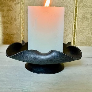 Hand Forged Candle Holder with Free Shipping – Metal Pillar Candle Stand – Rustic Iron Candle Holder for Thick Candles,unique gift for dad