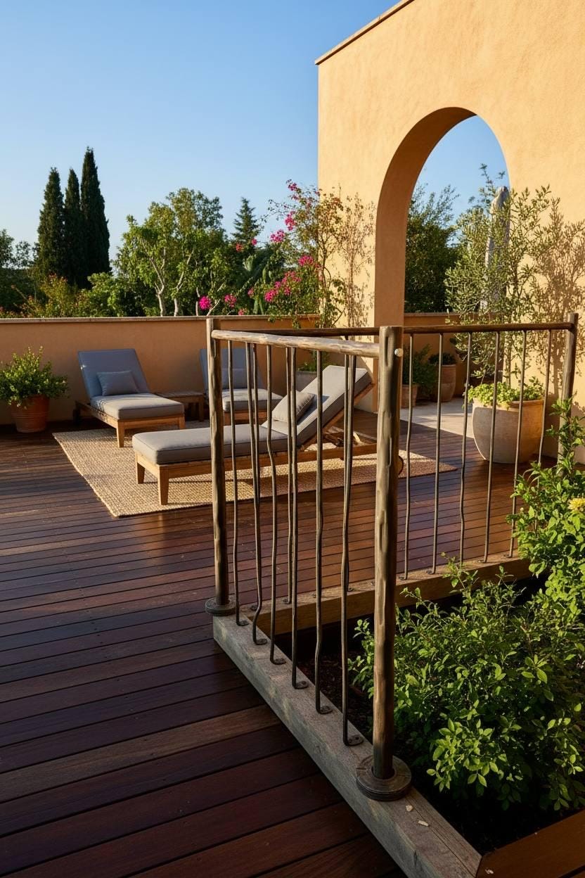 Patina Railing Rustic Farmhouse Hand Forged Porch Railing – Custom Iron Deck & Stair ...