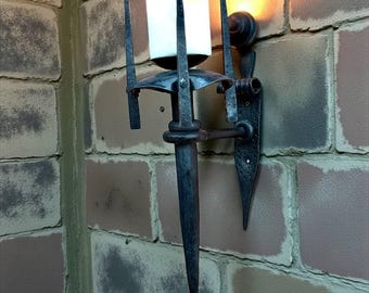 Gothic Wall Sconce Candle Holder,Medieval Iron Torch,Handmade Metal Wall Light,Viking Loft Decor,castle interior,castle style,western gotic