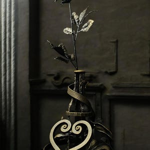 Hand-Forged Iron Rose with Heart Base вЂ“ A Symbol of Eternal Love,a gift for loved ones