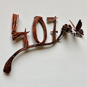 Handmade metal house number sign: floral address sign, address sign, unique house facade decor, personalized address sign, housewarming gift