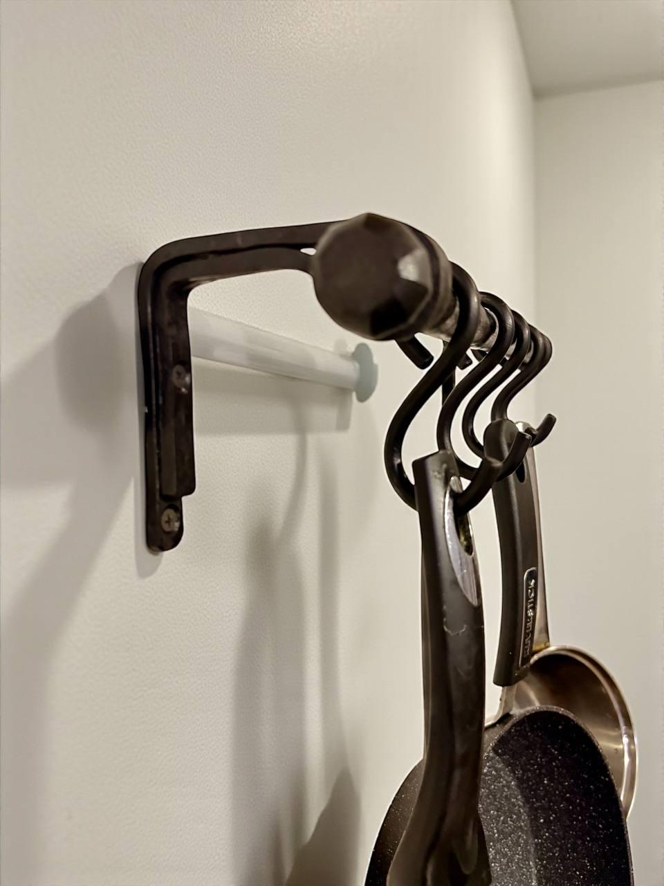 Pot Rack Rail Rustic Kitchen Pot Rail With Hooks,durable Wall Mounted Pot Rack,cast ...