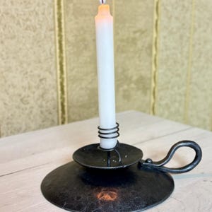 Handmade wrought iron candlestick: medieval candle holder, for candlelight dinner, decor for Halloween, Christmas, New Year celebrations