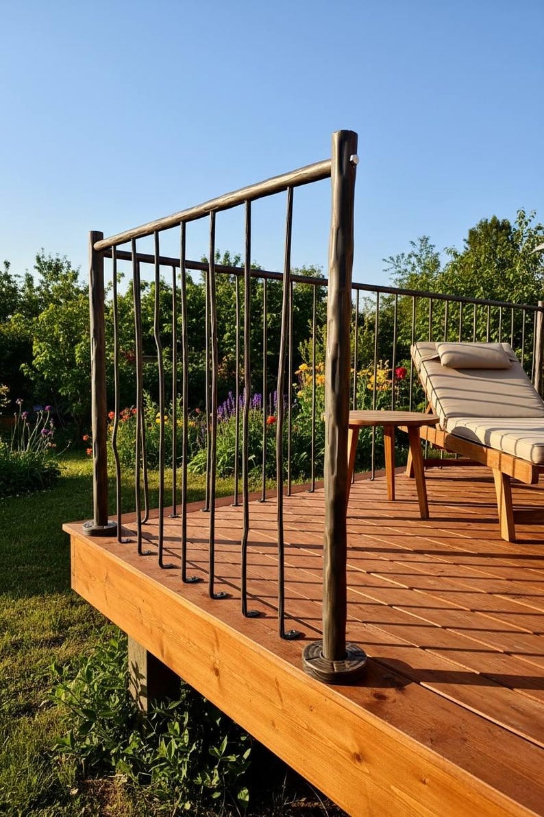 Orgainic Railing Rustic Farmhouse Hand Forged Porch Railing – Custom Iron Deck & Stair ...