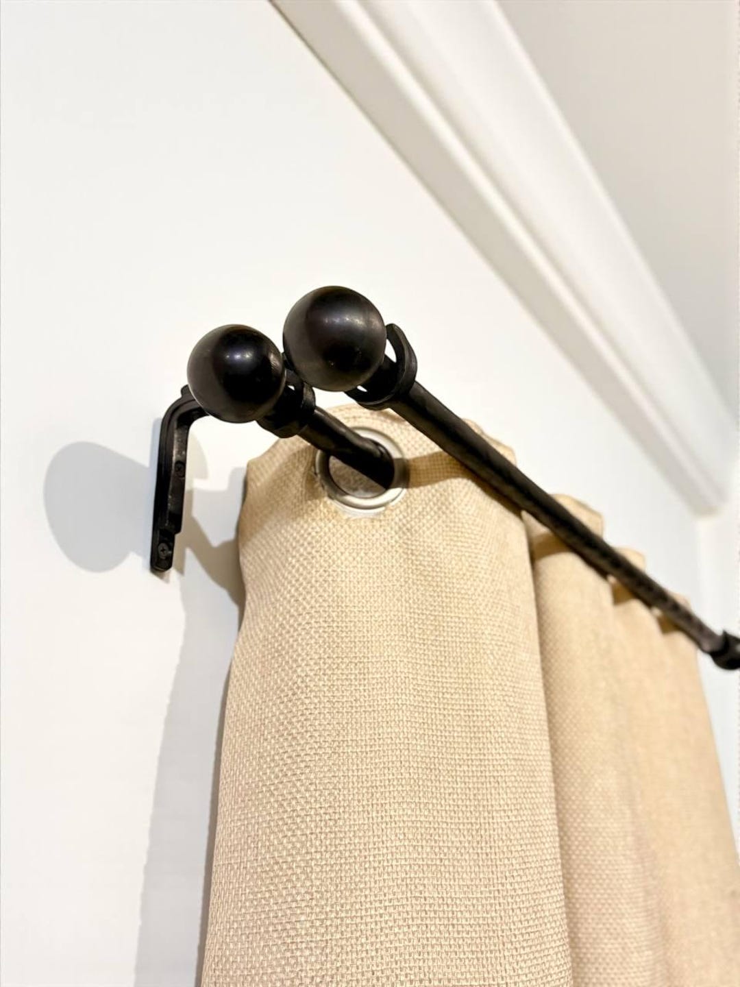 Hand-forged Double Curtain Rod,solid Cast Iron Brackets,rustic ...