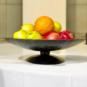 Vintage Thanksgiving Table Setting, Fruit Bowl, Candy Plate, Heavy Forged Metal Bowl with Food Safe Wax Coating for Kitchen