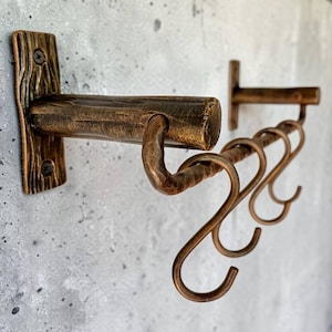 Minimalist Kitchen Rail with Hooks, Modern Wall Organizer, Metal Utensil Holder, Clean Design Kitchen Rack, Contemporary Kitchen Storage