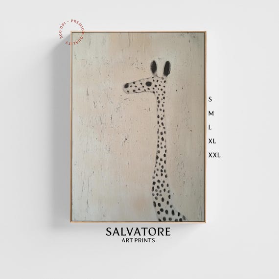 Abstract Giraffe Nursery Art Print - Minimalist Wildlife Poster, Neutral Tone Baby Room Wall Art, Neutral Nursery Decor, Digital Download