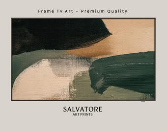 Samsung frame Tv Organic Abstract Art Print, Japandi Frame Tv, Wabi Sabi Frame Tv Neutral Green Earth Tones, Minimalist Painting, Zen Decor