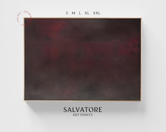 Puede incluir: Impresión artística abstracta con una paleta de colores burdeos y granate oscuro. La obra está enmarcada en un fino marco dorado. El texto "SALVATORE ART PRINTS" está en la parte inferior. Tallas disponibles: S, M, L, XL, XXL.