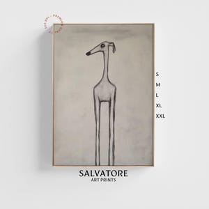 Stampa artistica minimalista di un cane | Schizzo di linea nera e beige | Poster da parete moderno per la cameretta dei bambini | Arte Regalo per amanti dei gatti | Decorazione Zen P106