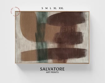 Abstract Earth Tones Wall Art | Modern Geometric Print | Brown Sage Green Cream | Textured Contemporary Minimalist Artwork | Neutral Decor