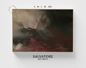 Vintage Abstract Oil Painting PRINTABLE Olive Green Burgundy Tones Wall Decor | Rustic Textured Art Minimalist Aesthetic Digital Download
