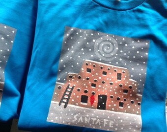 Long sleeve winter Santa Fe adobe tee. c Hillary Vermont