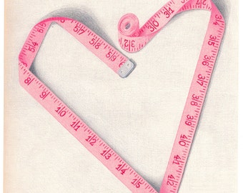 You Can't Measure Love giclee print or 4 handmade notecards from original  copyright Hillary Vermont