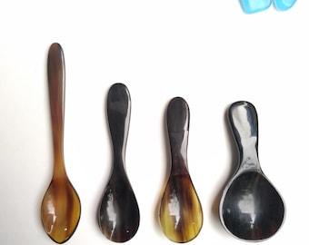 Cucharas medidoras de cuerno de búfalo hechas a mano / Cucharas de cuerno natural seguras y ecológicas / Utensilios de cocina pequeños / Cuchara para alimentar bebés