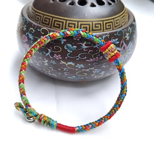 Handmade Tibetan Five Color Knot Bracelet: Lucky Woven Nylon Jewelry, Yoga String, Buddhist Jewelry,  Kabbalah Wristband, Unisex Accessory