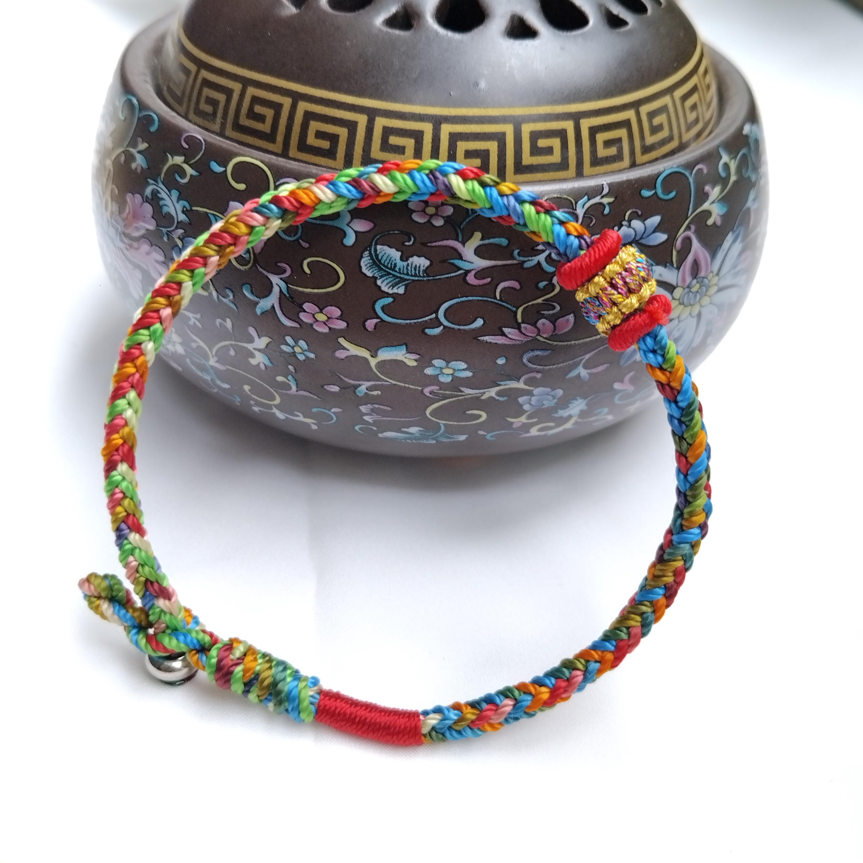 Bracciale Portafortuna Tibetano Con Mantra A Sei Caratteri E Perline Dzi – Regalo Unisex In Argento