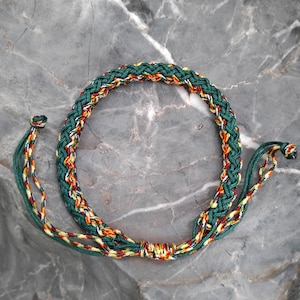 Handmade five color tibetan woven bracelet: Lucky knot yoga jewelry, Spiritual gift, Protection wristband