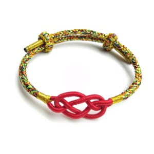 Five Color Lucky String Bracelet, Buddhist Endless Knot, Handmade Tibetan Protective Amulet Bracelet, Unisex Yoga String, Free Gift Box