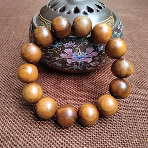 Green Cypress Wood Mala Bead Bracelet: Spiritual Meditation Jewelry, Buddhist prayer wristband, Aromatic Yoga bracelet, Free gift box