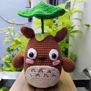 Crochet Totoro Plush with LED: Custom Name Embroidery, Christmas Bear Gifts, Boho Decoration, Birthday Bear Present
