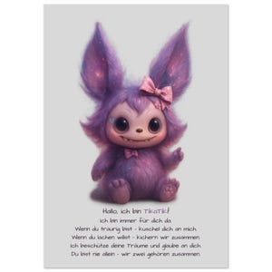 Amico di peluche magico per bambini – Poster fantasy con effetto 6D | Protettore dei tuoi sogni – Decorazione senza cornice