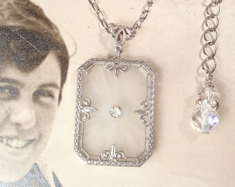 Collar de cristal de alcanfor de esterlina Vintage - Etsy España
