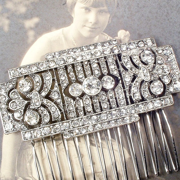 Bridal Hair Comb, Art Deco Wedding 1920s Headpiece Flapper Gatsby 1920 Vintage Wedding