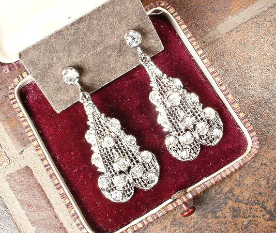 PRISTINE ANTiQUe 1930s Paste Rhinestone Art Deco … - image 4