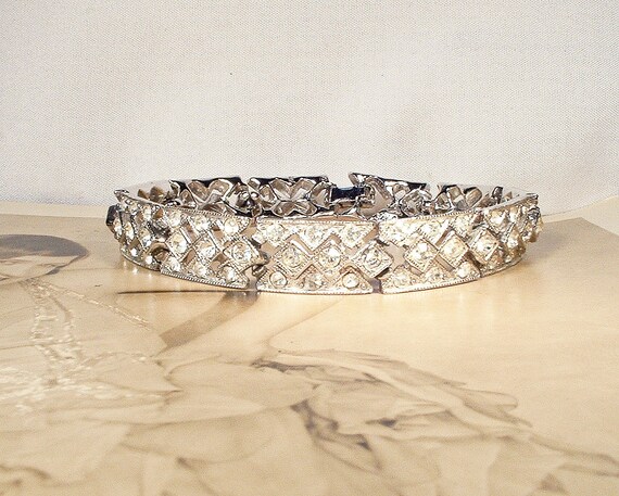 PRISTINE Vintage ORA Art Deco Crystal Rhinestone … - image 4