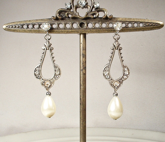 Vintage Art Deco/Nouveau Pearl Bridal Earrings, 1… - image 8