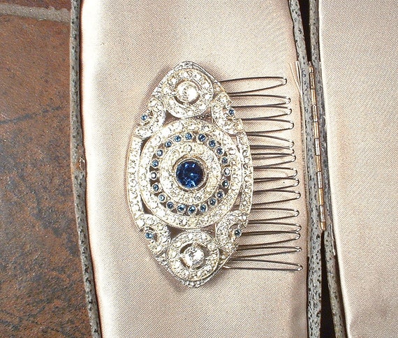 Antique 1930s Sapphire Blue Wedding Dress Brooch/… - image 5