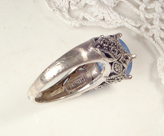 Vintage Art Deco JuDiTH JaCK Marcasite BLUE CaMPH… - image 7