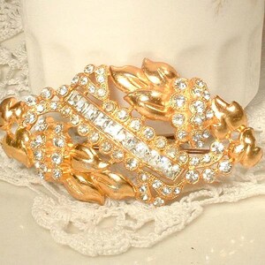 Peineta/broche vintage Art Déco con diamantes de imitación dorados, broche para fajín de vestido de novia/boda de los años 20, tocado de cristal estilo Gatsby Flapper. Regalo perfecto. Leave as a Brooch