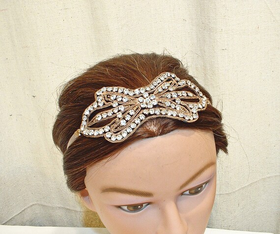 ANTIQUE 1920s Crystal Rhinestone Flapper Headband… - image 3