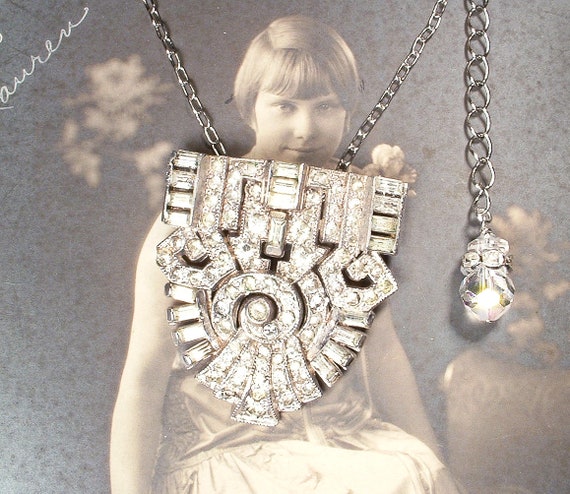 Sapphire & Diamond Art Deco Style Pendant WPP26 – Imp Jewellery