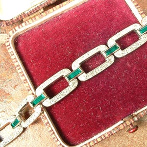 ANTIKT 1920-tals smaragd strass art déco-armband, pastagrönt flap-brudarmband, Gatsby vintagebröllop något gammalt