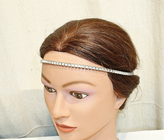 Vintage Gold Rhinestone Flapper Headband, Art Deco Forehead  display picture 3