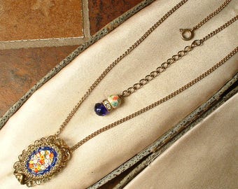 イタリア製、ヴィンテージ、マイクロモザイクペンダント ヴィンテージ 1940年代 イタリア製 マイクロモザイク ネックレス