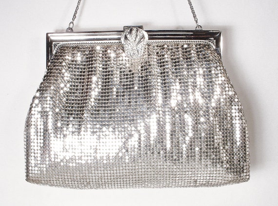 PRISTINE Flapper Purse, Whiting Davis Silver Mesh… - image 2