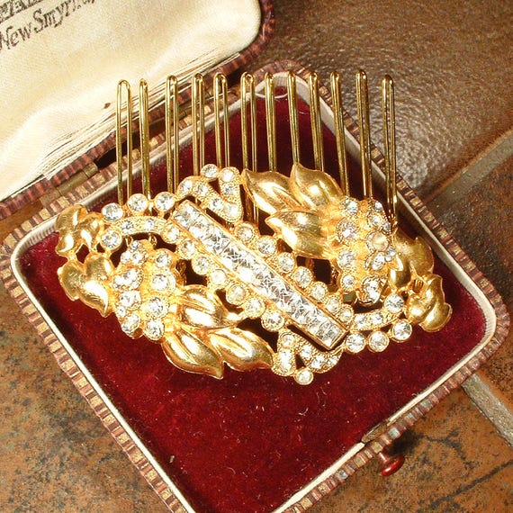 Broche Dorée Art Déco – Métal – Années 1920 – Vintage